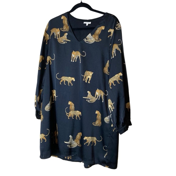 Jodifl Black Pullover Dress with Gold Cheetahs Size Small - Picture 4 of 13